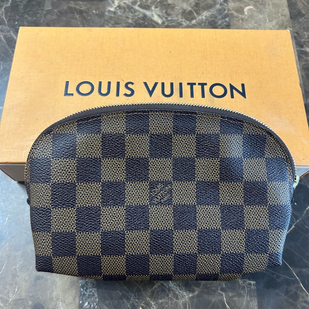 Louis Vuitton Brown and Black Toiletry Bag with Iconic Design